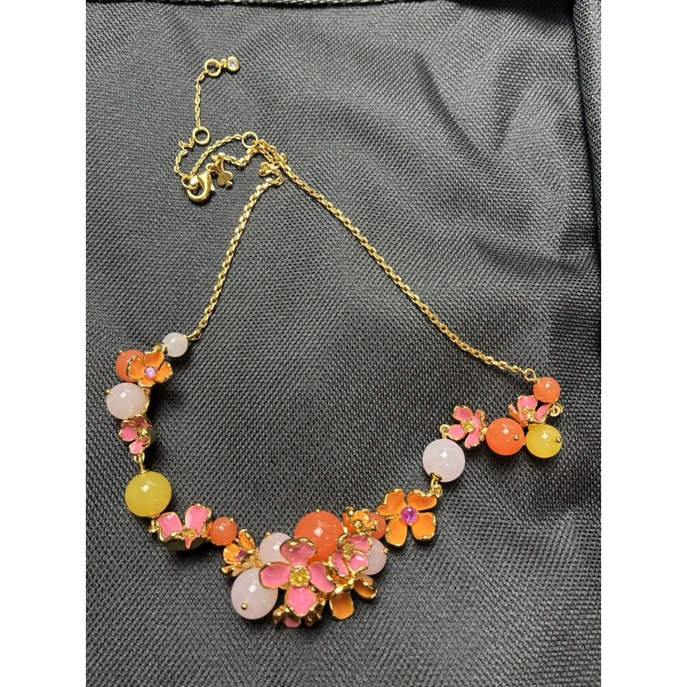 kate spade Freshly Picked Statement Necklace Floral Pink Orange & Yellow